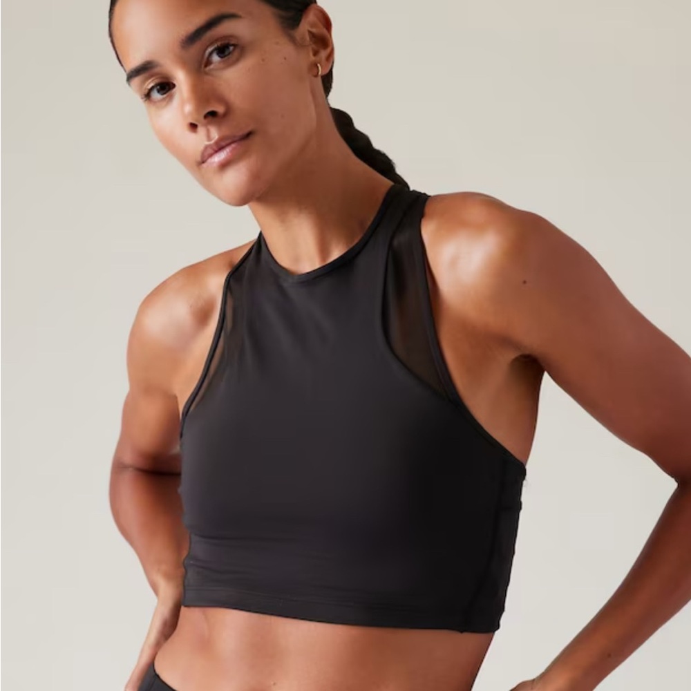 Athleta Black Conscious Mesh Crop Medium Impact Sports Bra